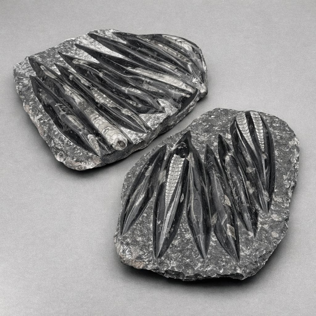 Orthoceras Fossil Plate Slab (1 Piece) Size 11 to 12 Inches Crystal Gemstone Home Decor by Crystal River Gems