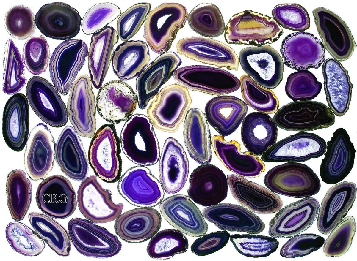 Purple Agate Slice (Size #0) (2 to 3 inches) Grade A Brazilian Agate Geode Slice by Crystal River Gems