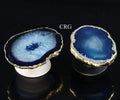QTY 1 - Blue Freeform Agate Phone Grip w/ Gold Plating by Crystal River Gems