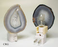 QTY 1 - Gray Agate Nightlight with Bulb & Switch by Crystal River Gems