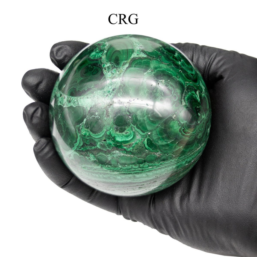 Malachite Sphere - 8-9 cm - Qty 1 by Crystal River Gems