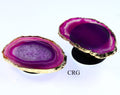 QTY 1 - Pink Agate Freeform Phone Grip w/ Gold Plating by Crystal River Gems