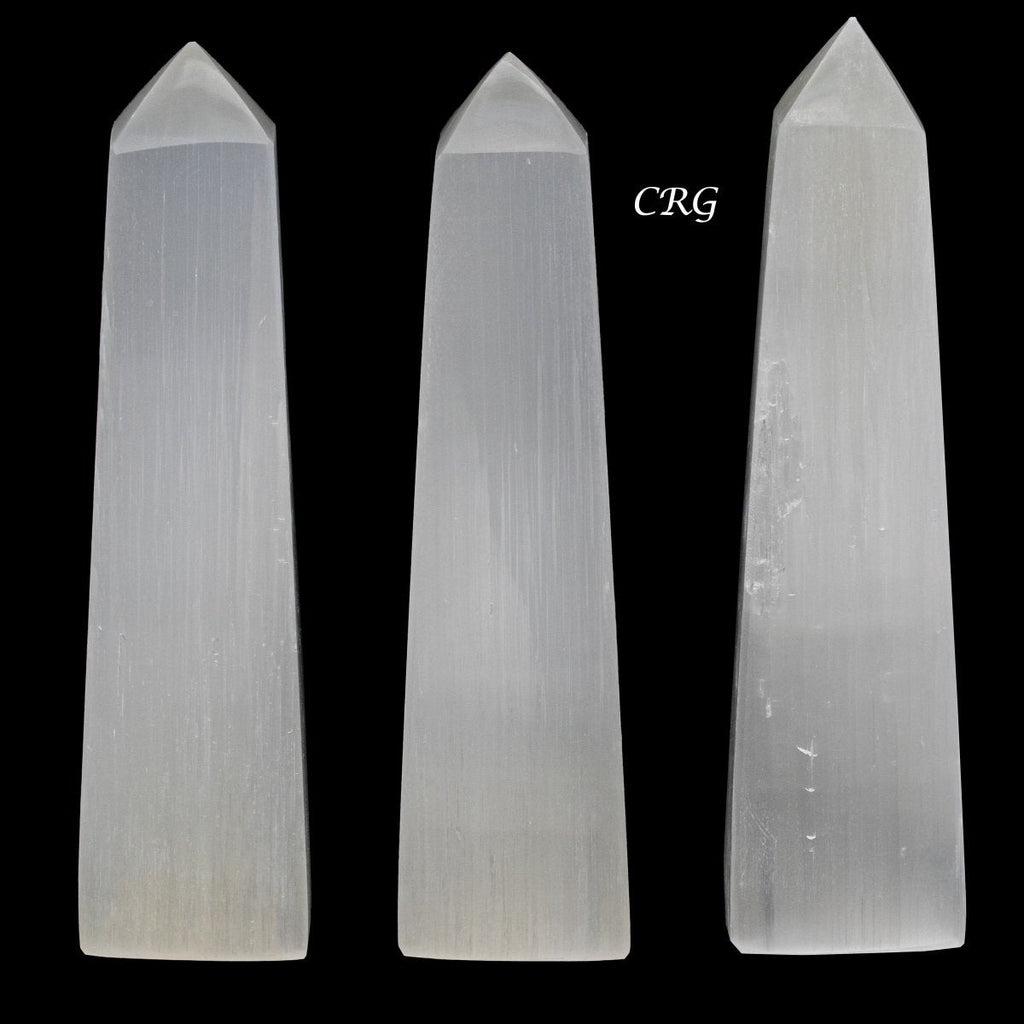 Selenite Obelisk Tower 7 to 7.5 Inches (1 Piece) by Crystal River Gems