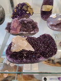 Amethyst with Calcite Crystal Inclusions Geode Sculpture by Rare Earth Gallery