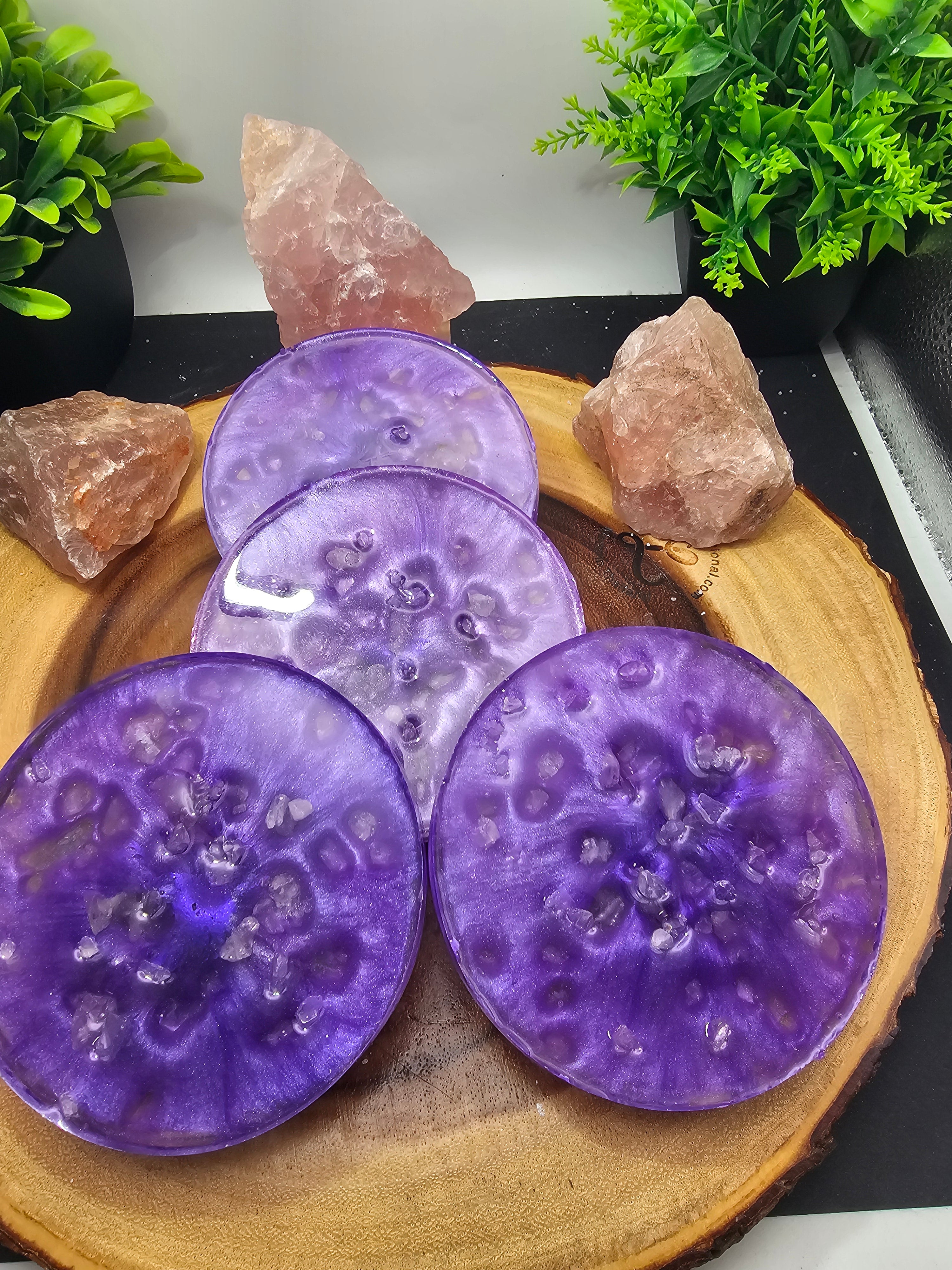 Purple rose quartz coaster set by CrystalCloud Company