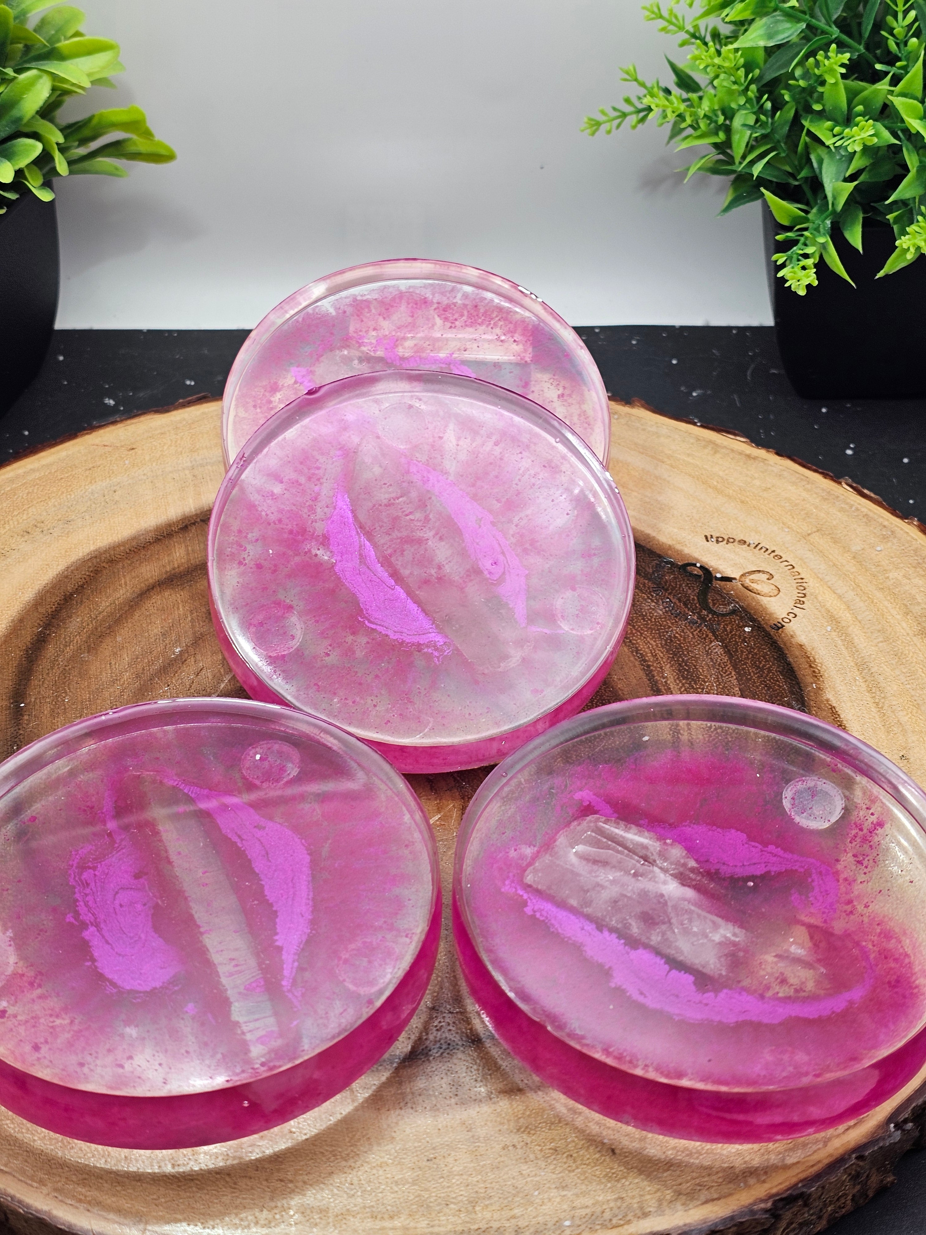 White Quartz coaster set by CrystalCloud Company