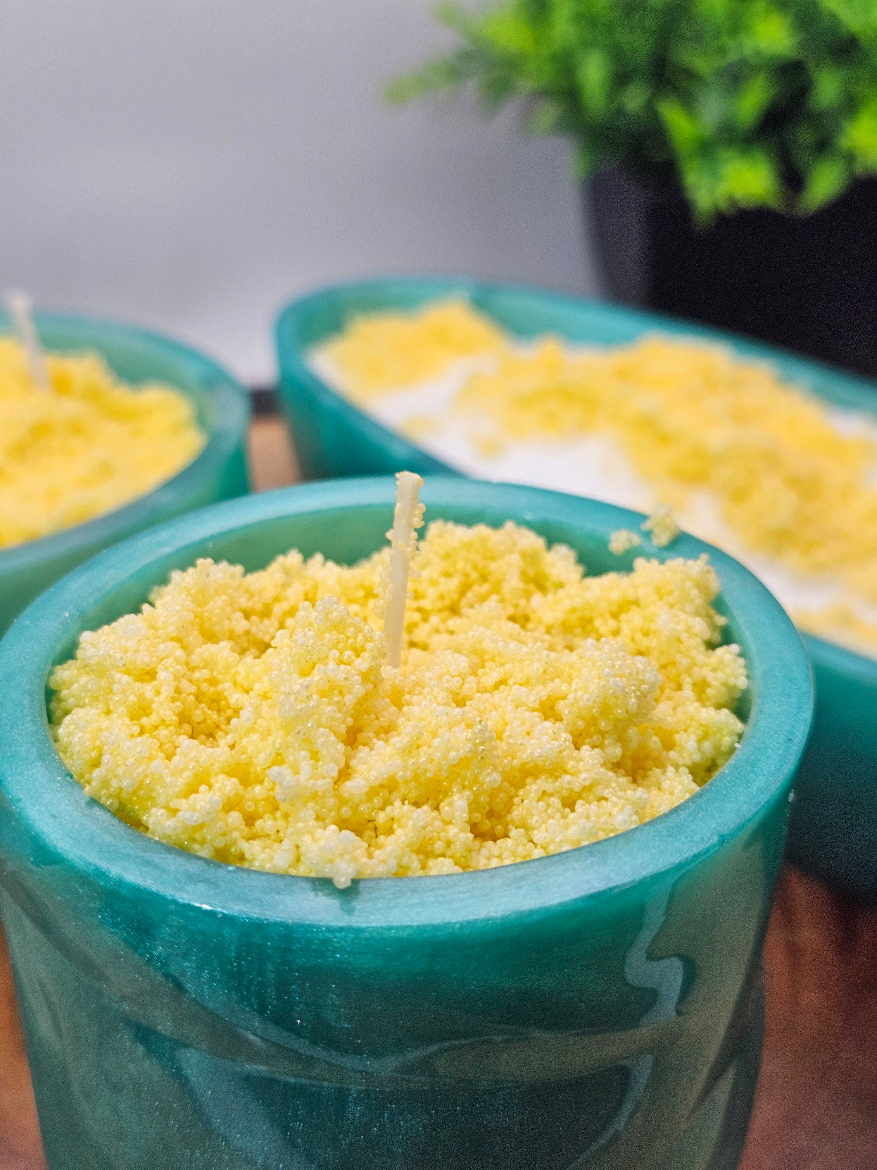Teal lemon trio candle set by CrystalCloud Company