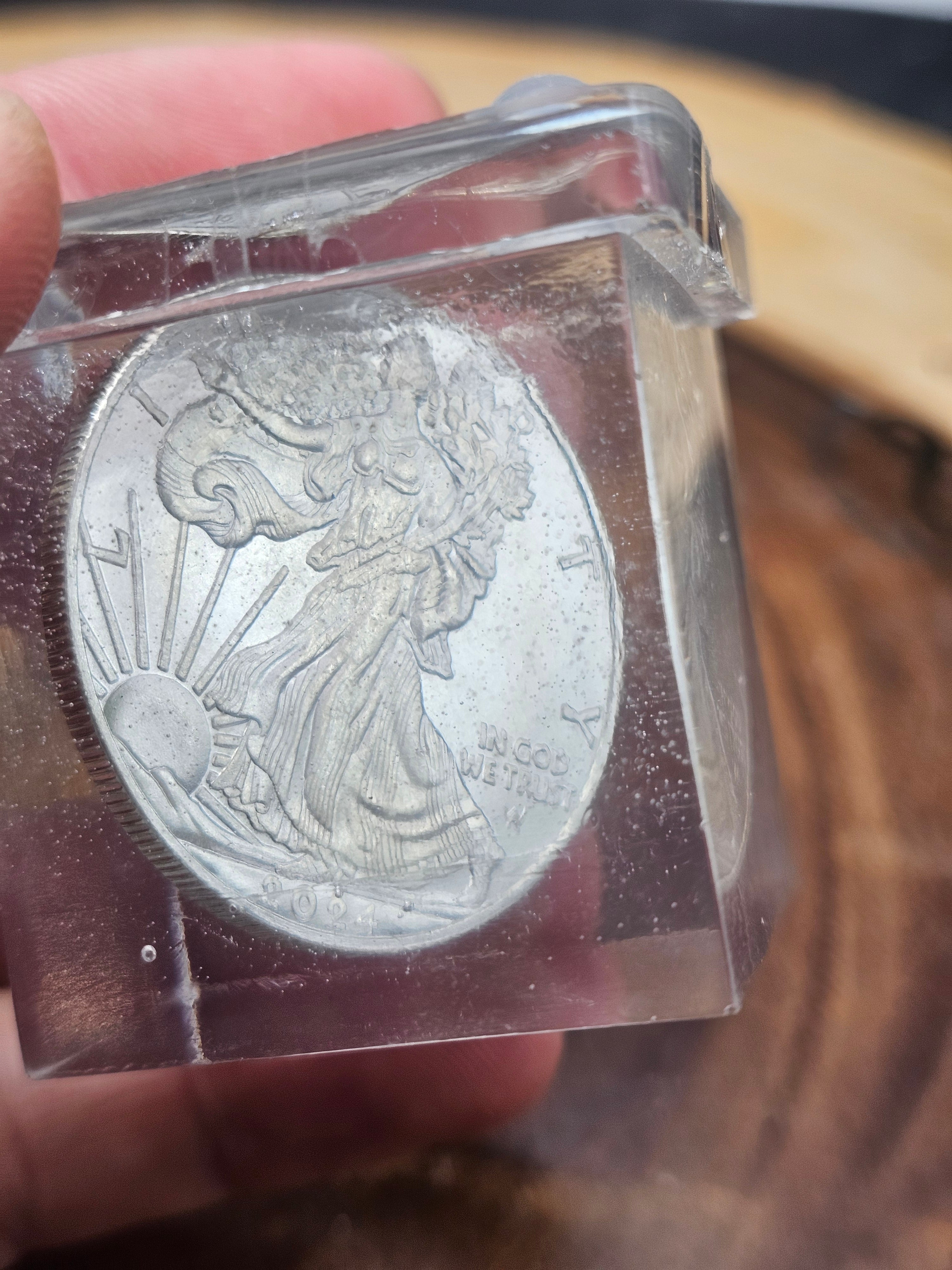 Liberty dollar paperweight by CrystalCloud Company
