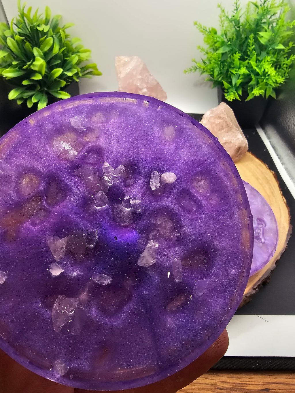 Purple rose quartz coaster set by CrystalCloud Company