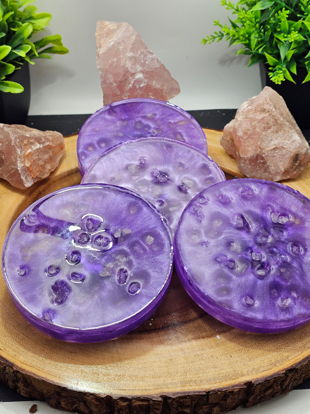 Purple rose quartz coaster set by CrystalCloud Company