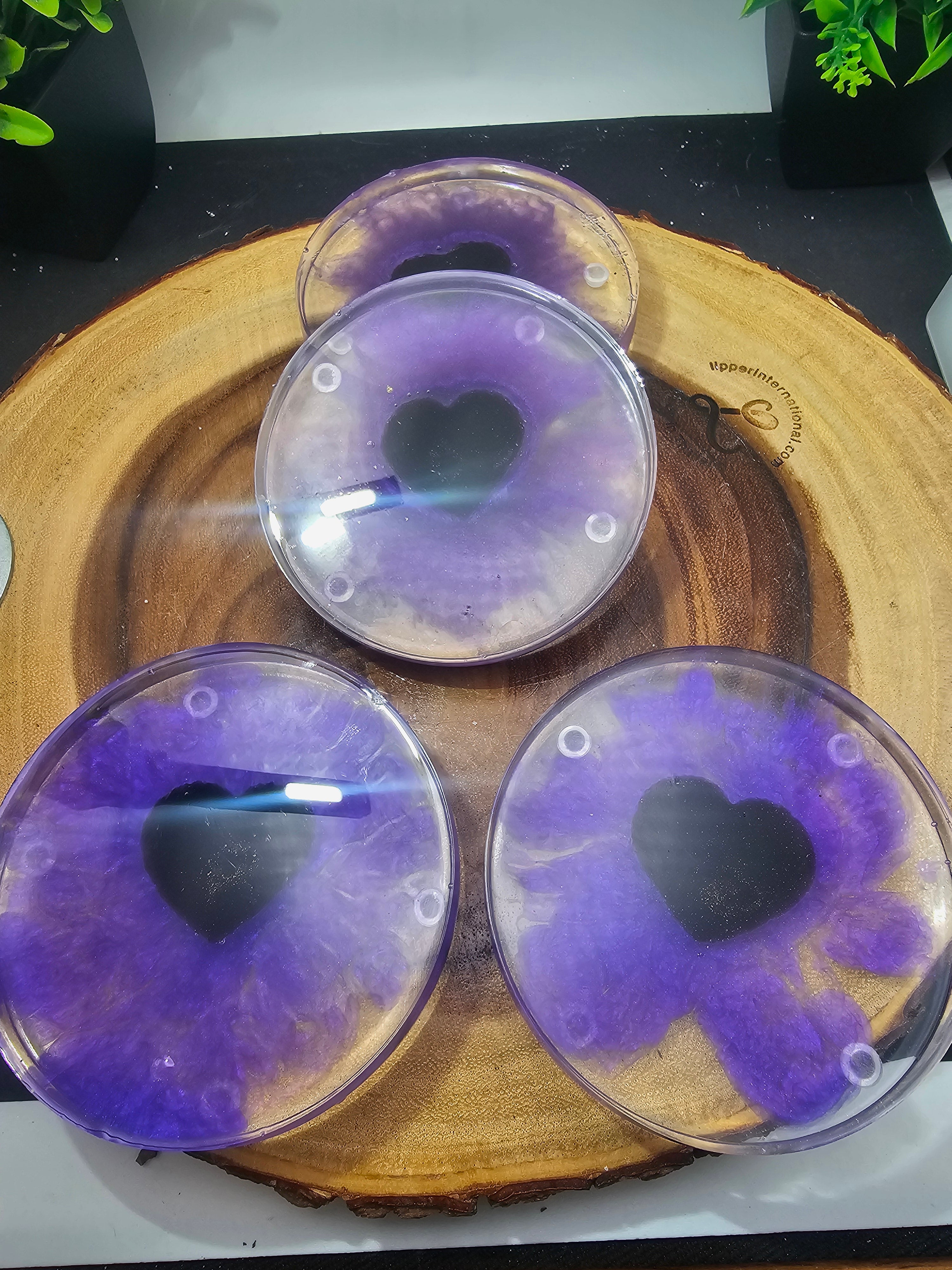 Obsidian heart coasters by CrystalCloud Company