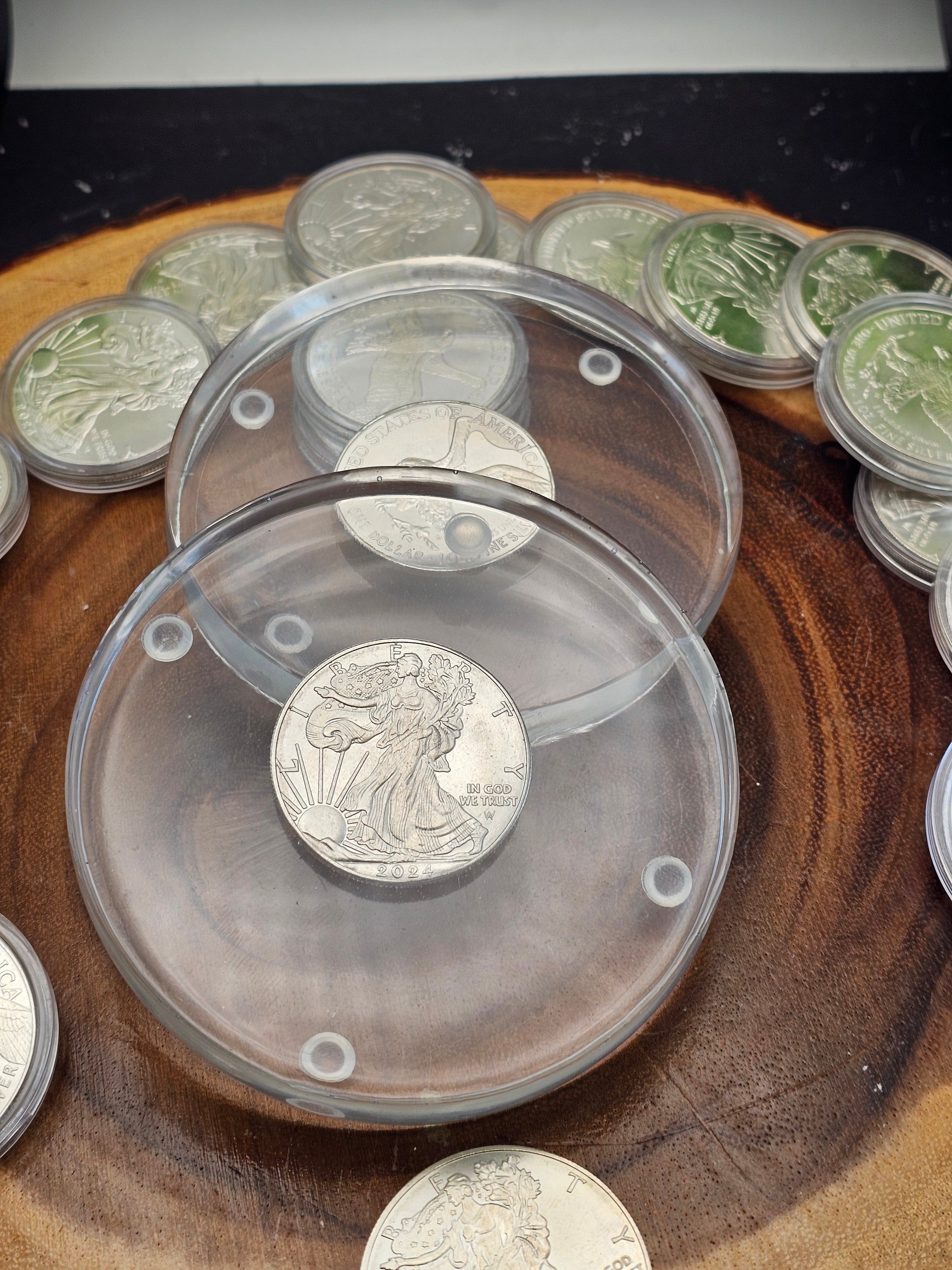 Silver Dollar coaster set 4pcs by CrystalCloud Company