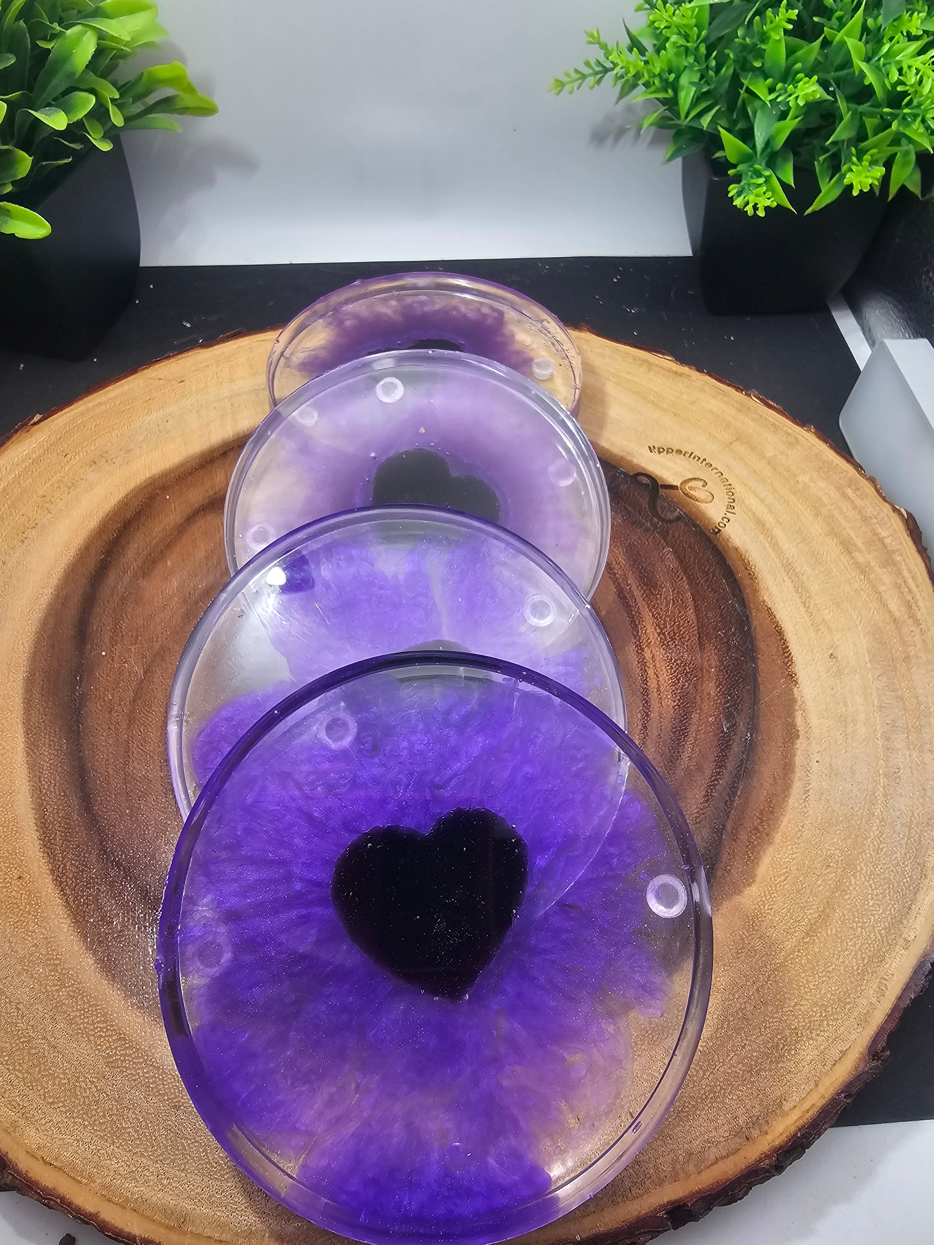 Obsidian heart coasters by CrystalCloud Company