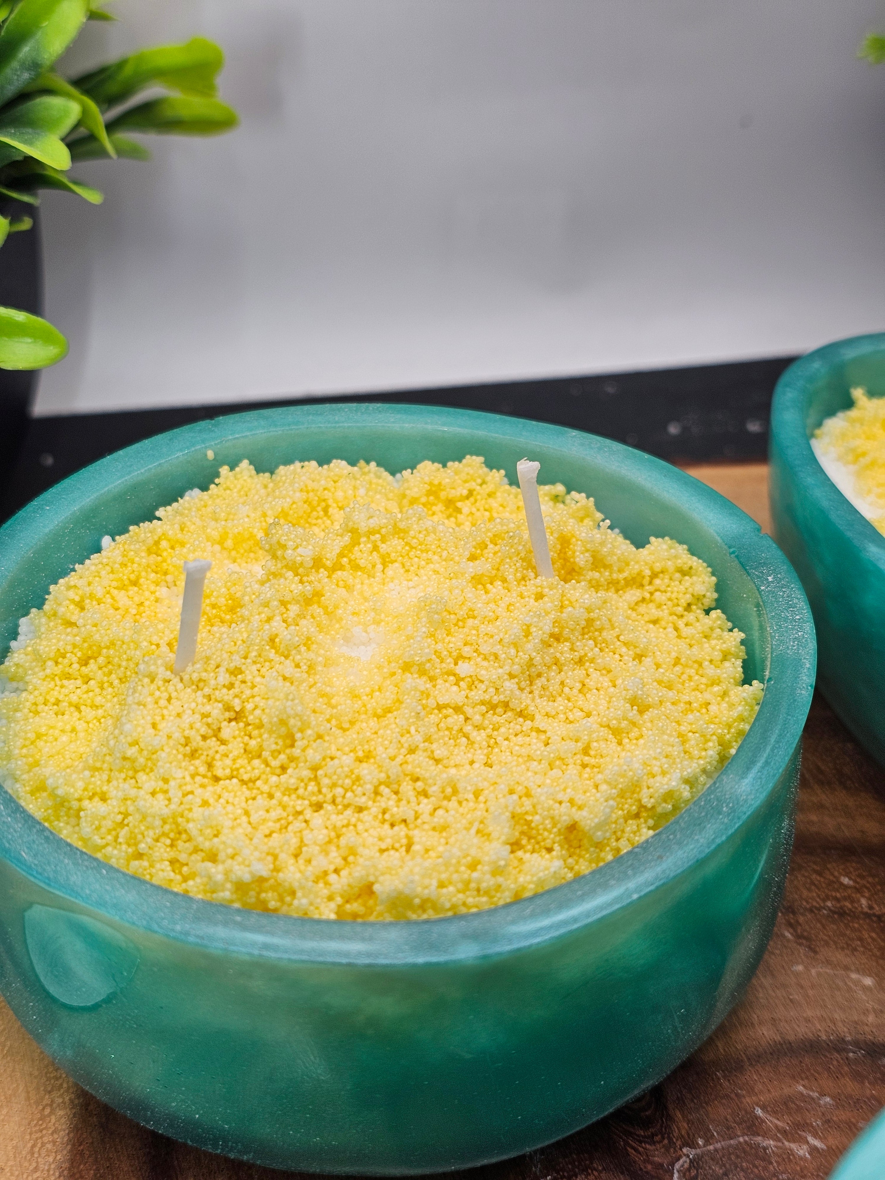 Teal lemon trio candle set by CrystalCloud Company