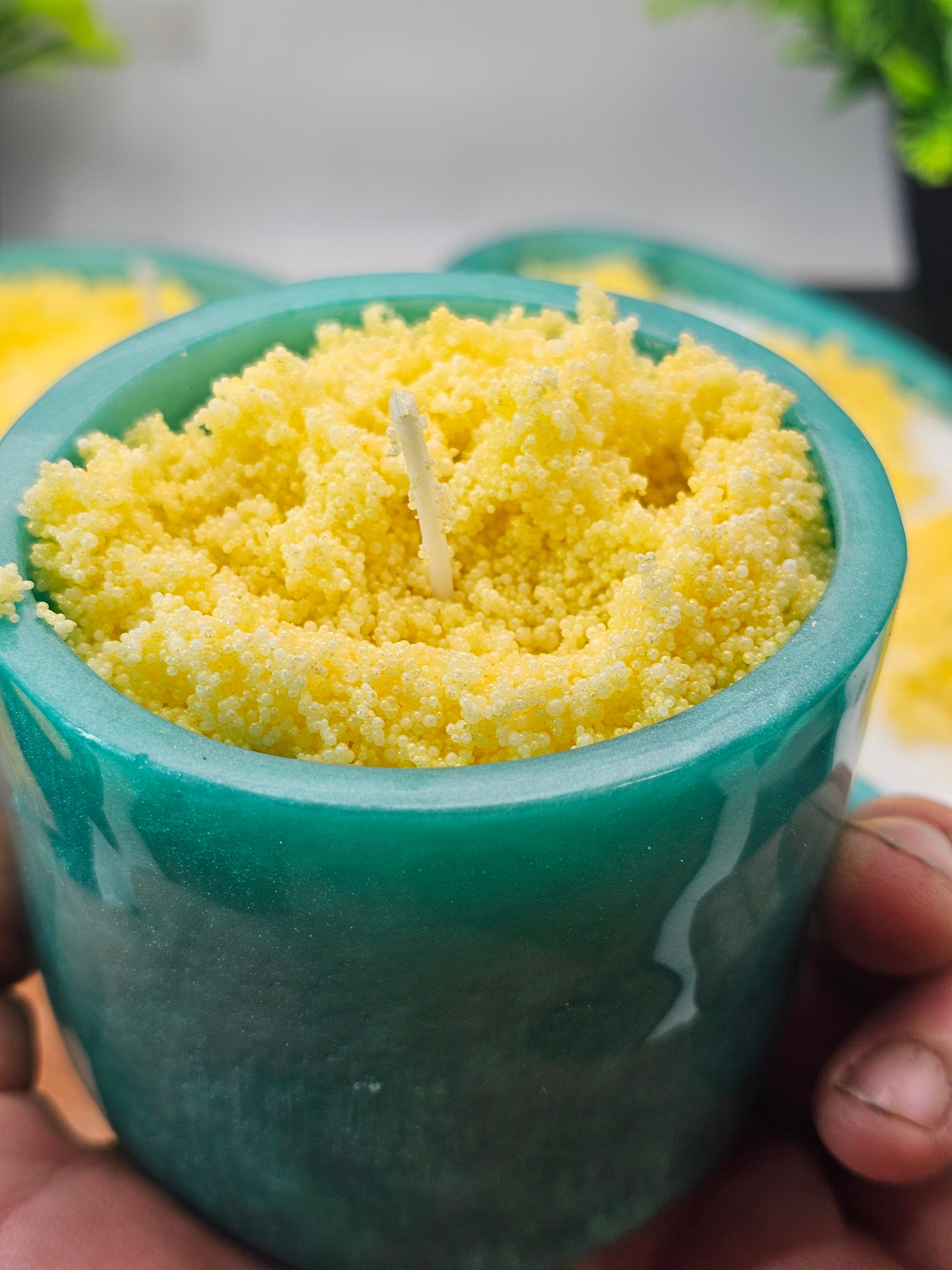 Teal lemon trio candle set by CrystalCloud Company