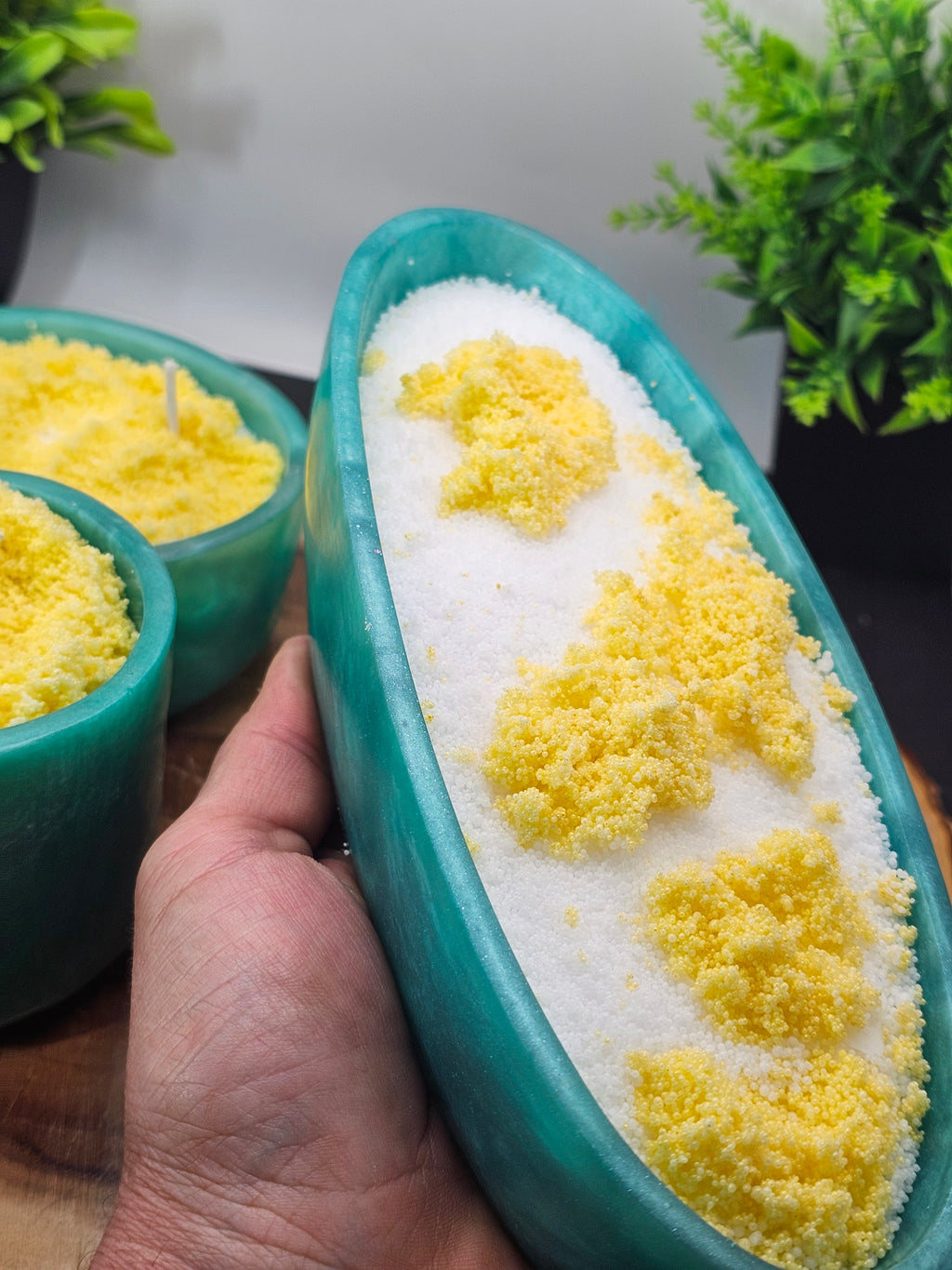 Teal lemon trio candle set by CrystalCloud Company