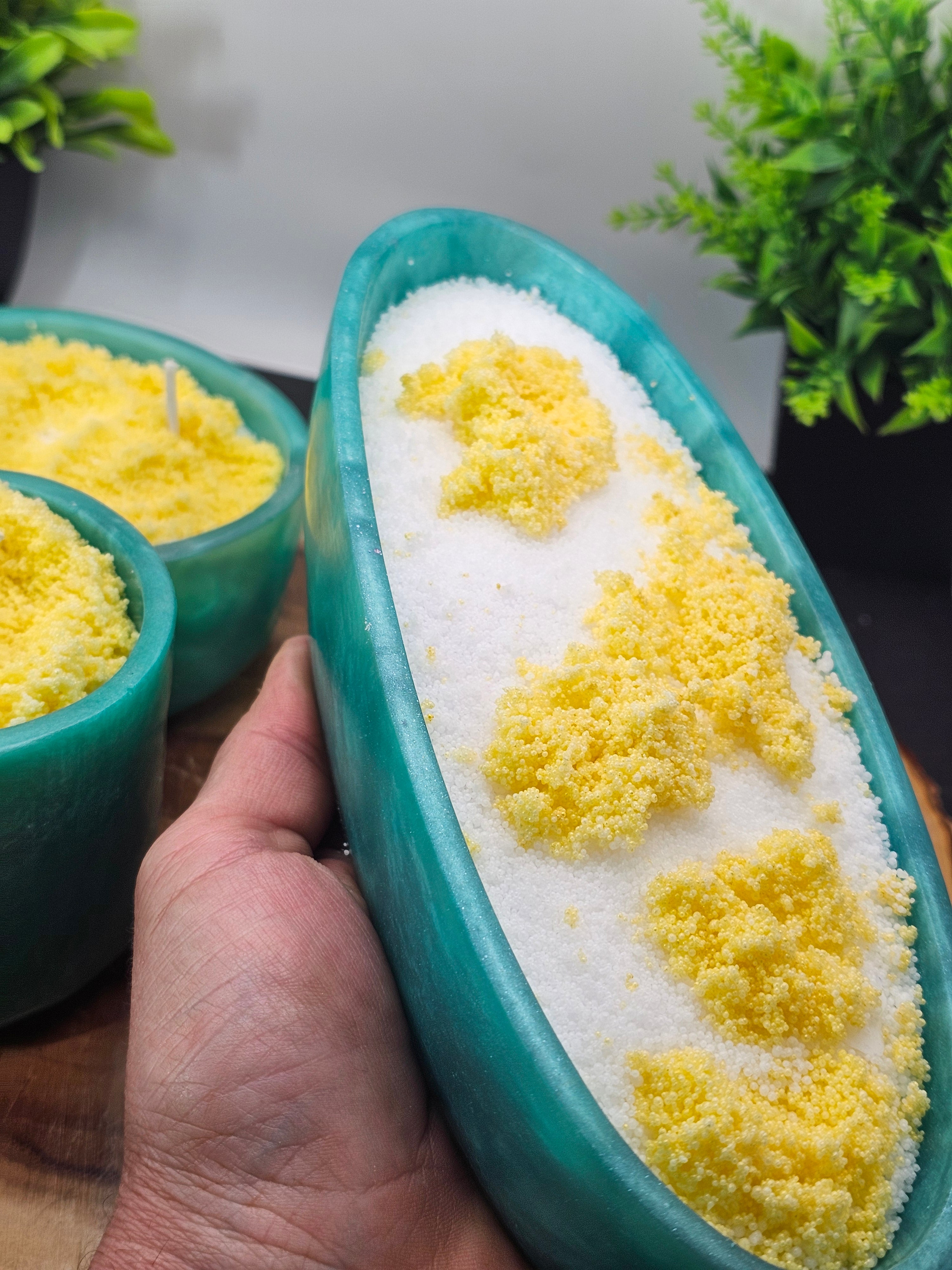 Teal lemon trio candle set by CrystalCloud Company