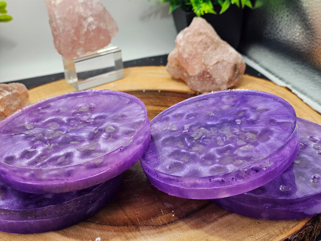 Purple rose quartz coaster set by CrystalCloud Company