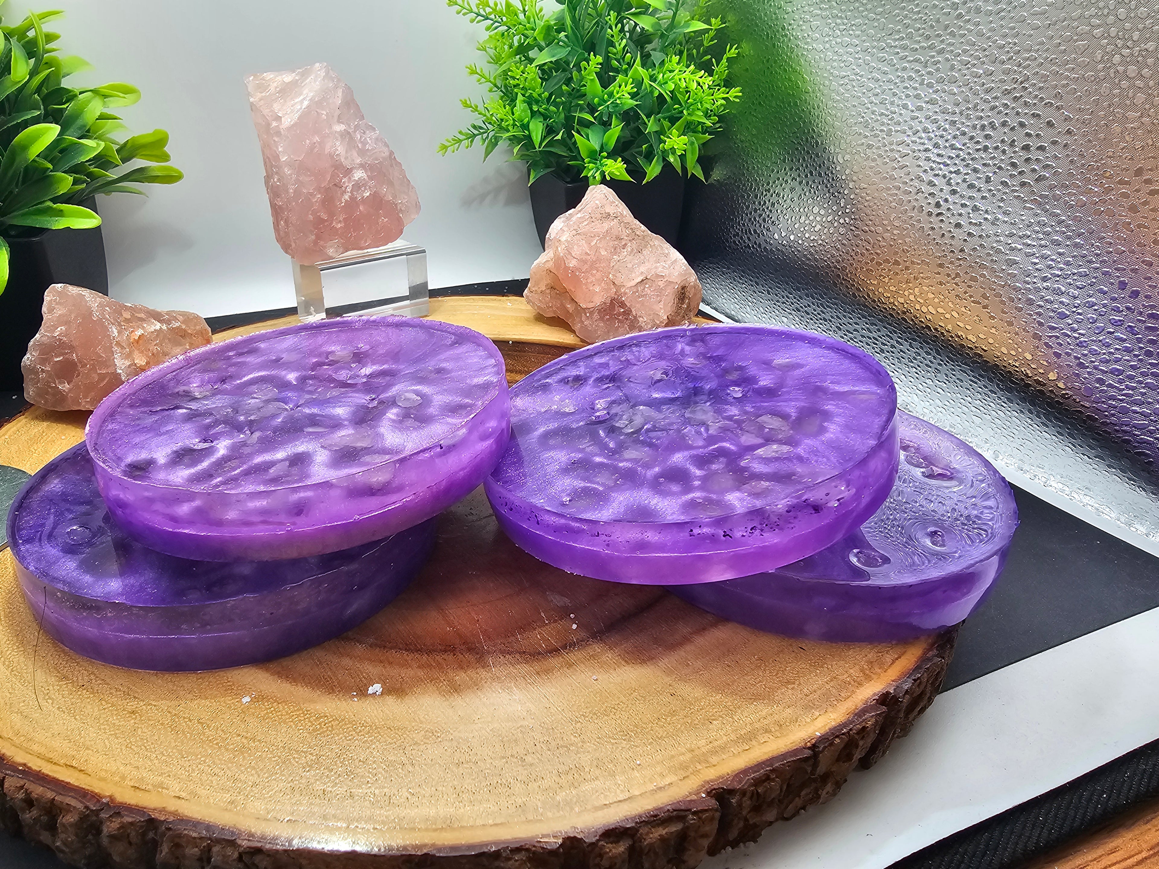 Purple rose quartz coaster set by CrystalCloud Company