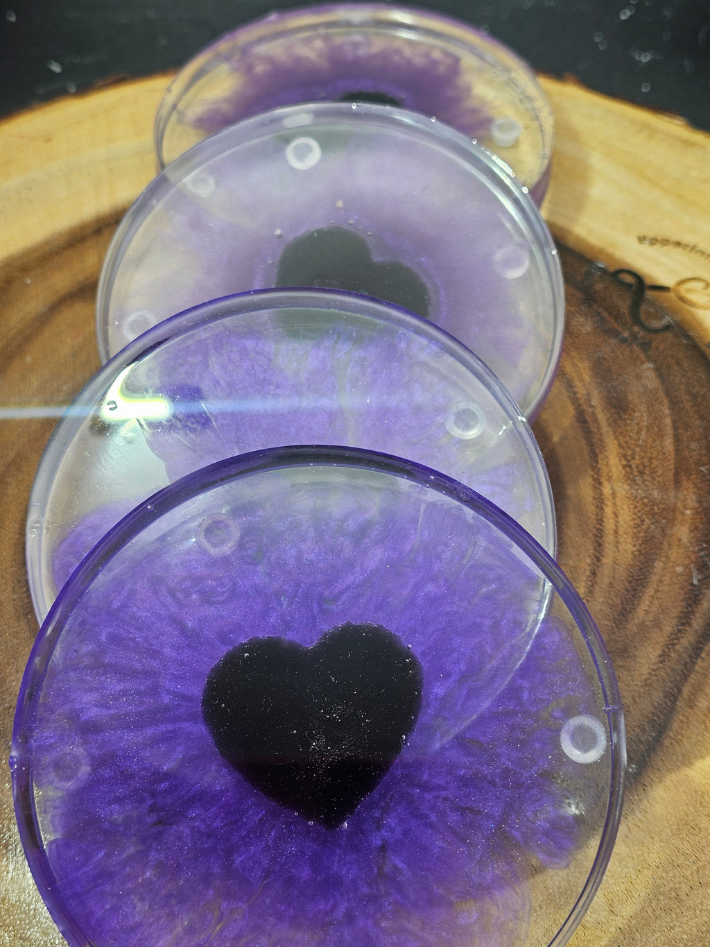 Obsidian heart coasters by CrystalCloud Company