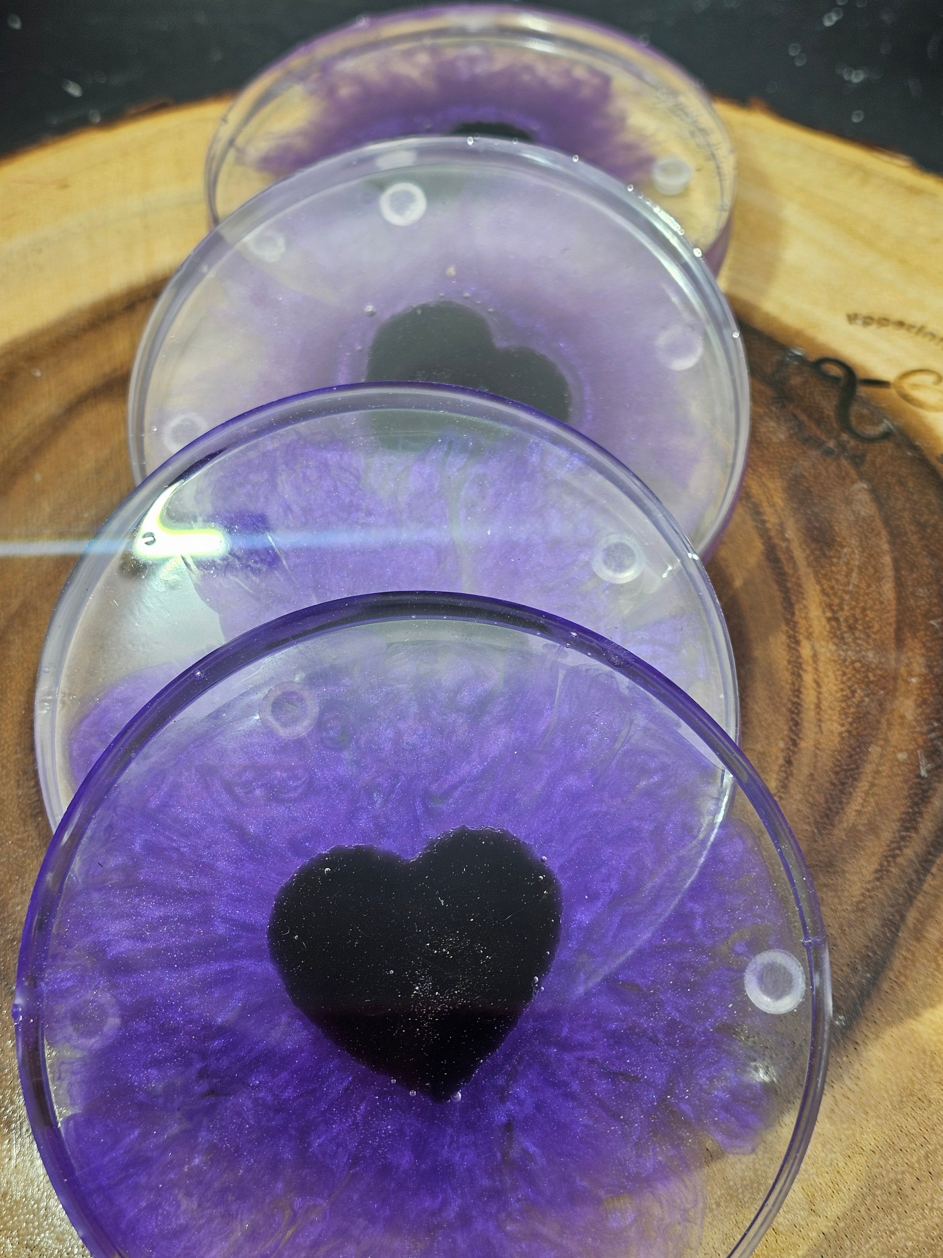 Obsidian heart coasters by CrystalCloud Company