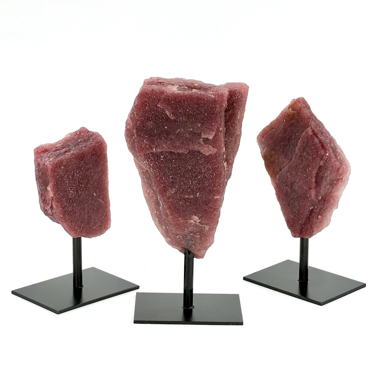 Rough Strawberry Quartz on Metal Stand by Crystal River Gems