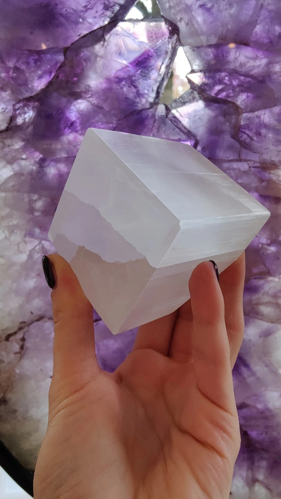Selenite Standing Cube 5cm by Rare Earth Gallery