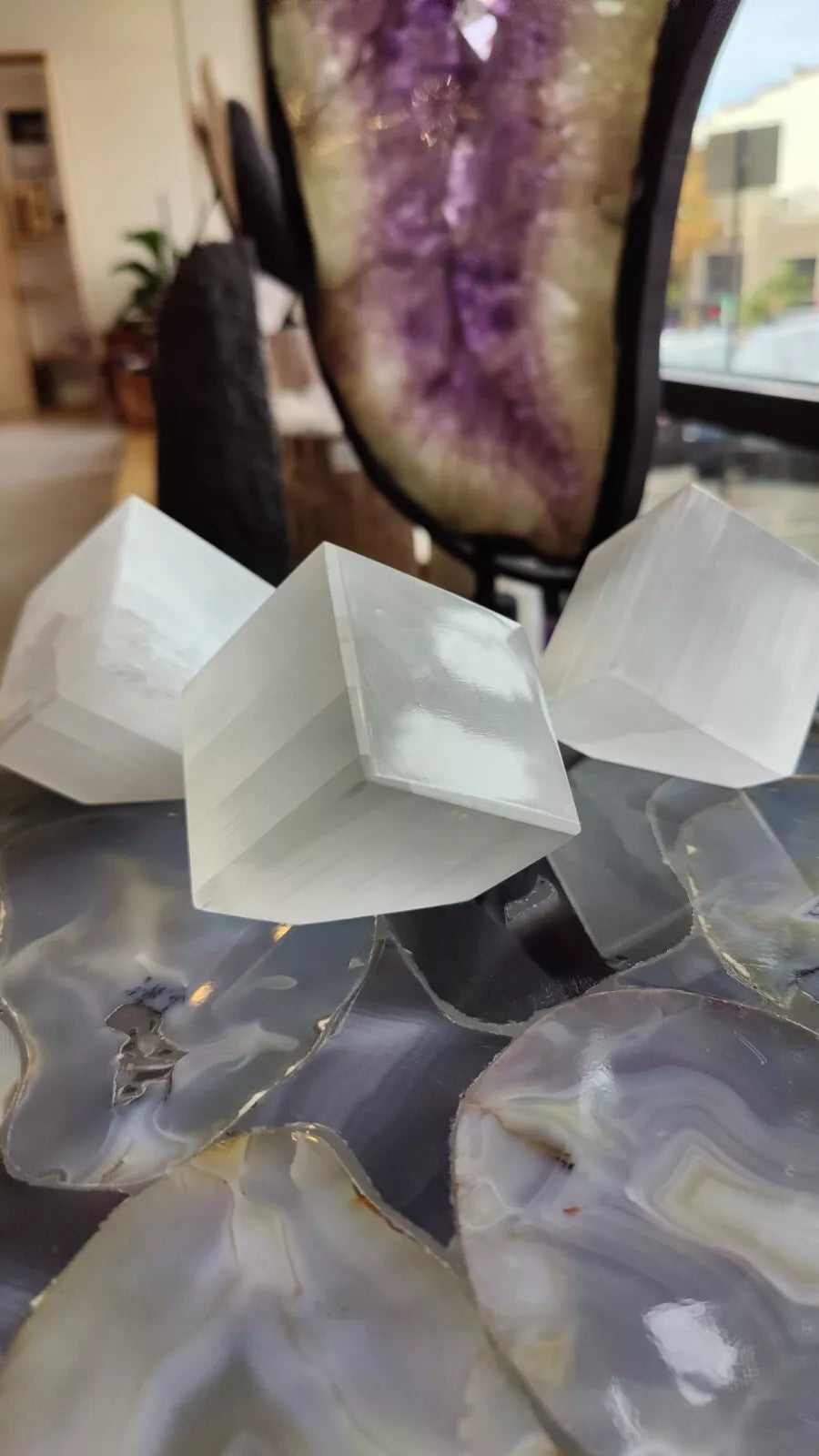 Selenite Standing Cube 5cm by Rare Earth Gallery