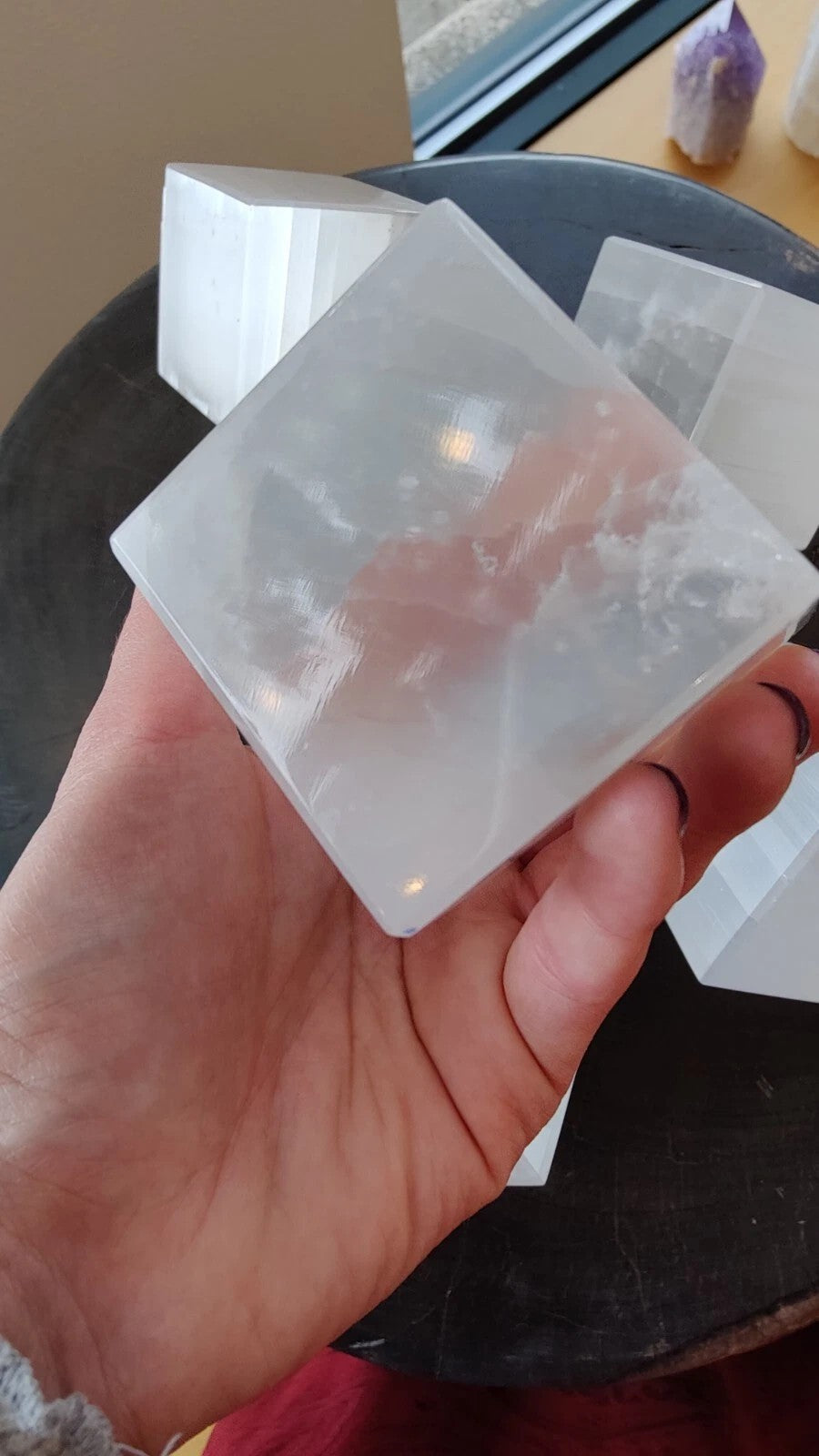 Selenite Standing Cube 5cm by Rare Earth Gallery