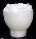 Selenite White "Fire Bowl" Lamp with Cord and Bulb (1 Piece) Size 6 to 8 by 4 Inches Crystal Gemstone Decor by Crystal River Gems