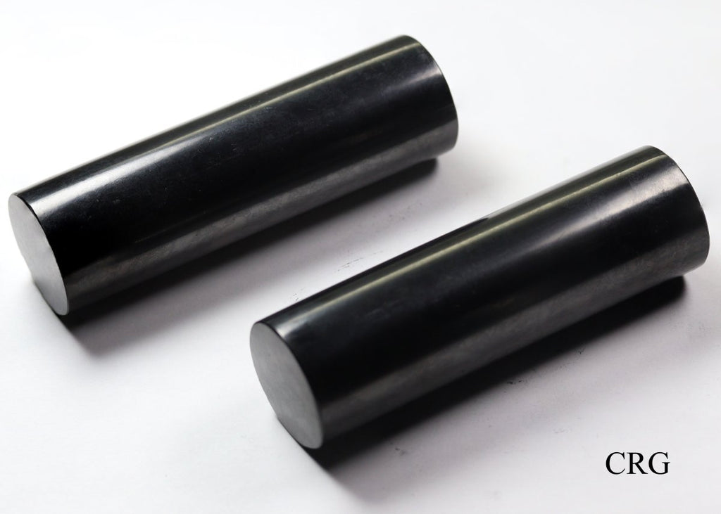 Shungite Polished Cylinder (1 Piece) Size 10 cm Standing Crystal Gemstone Decor by Crystal River Gems