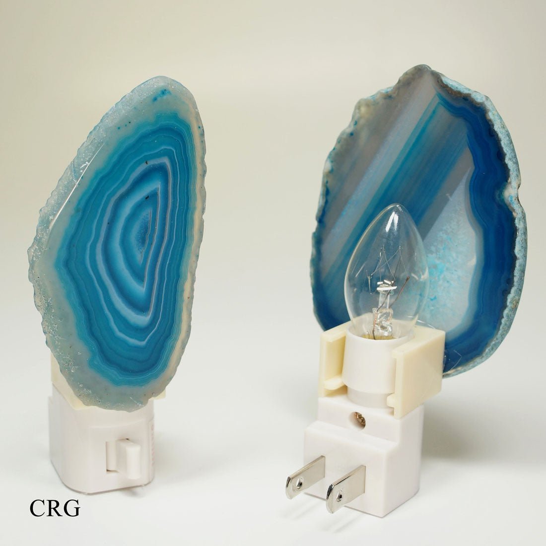 Teal Agate Nightlight with Bulb and Switch by Crystal River Gems