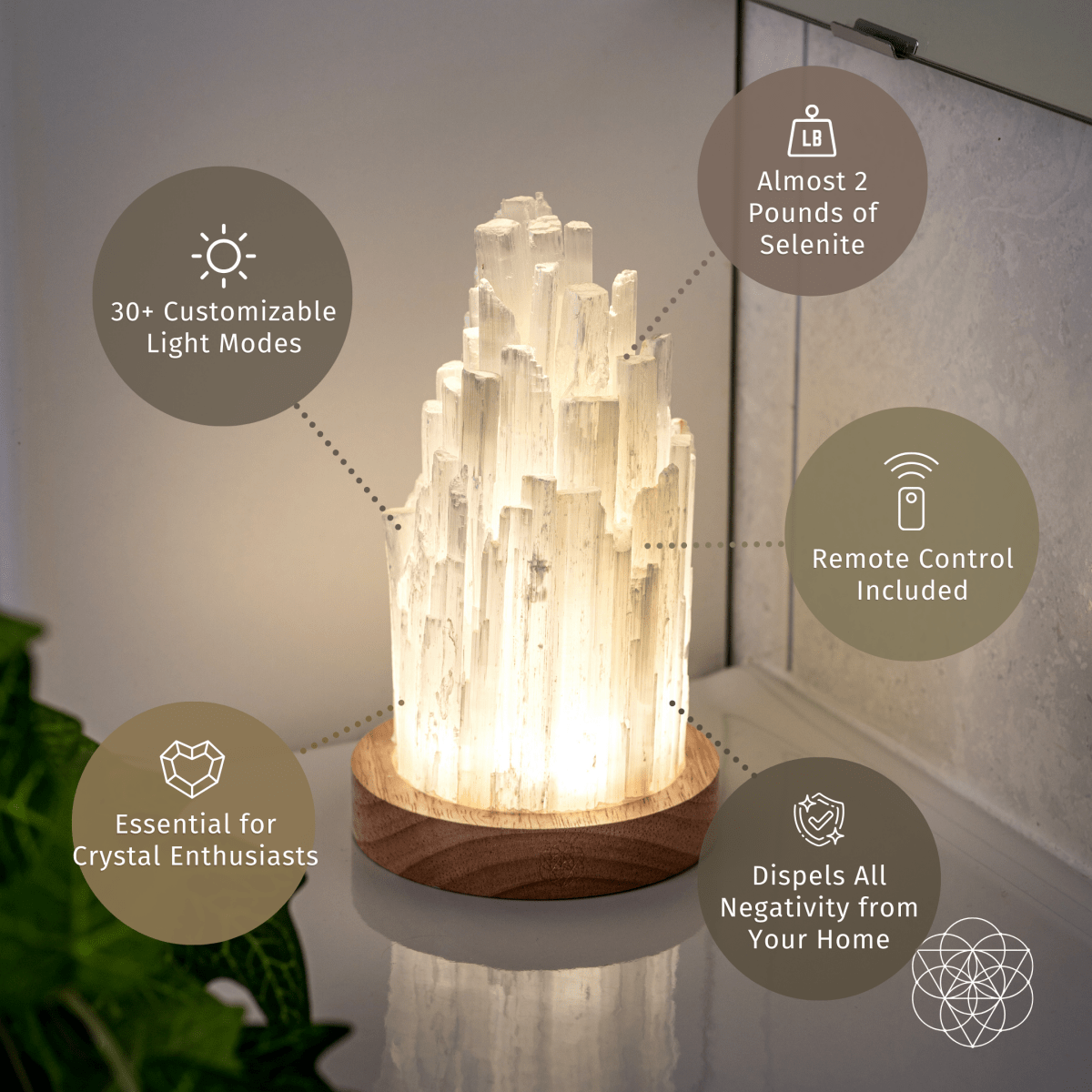 The Cleanse-All Selenite Lamp - 2 Pounds of Healing Power by Conscious Items